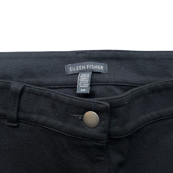 Eileen Fisher Black Pants Small Equestrian Breeches Stretch Knit Ankle Zip (15) - Picture 7 of 12
